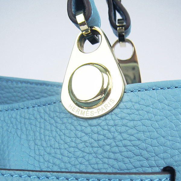 Replica Hermes New Arrival Double-duty leather handbag Light Blue 60668